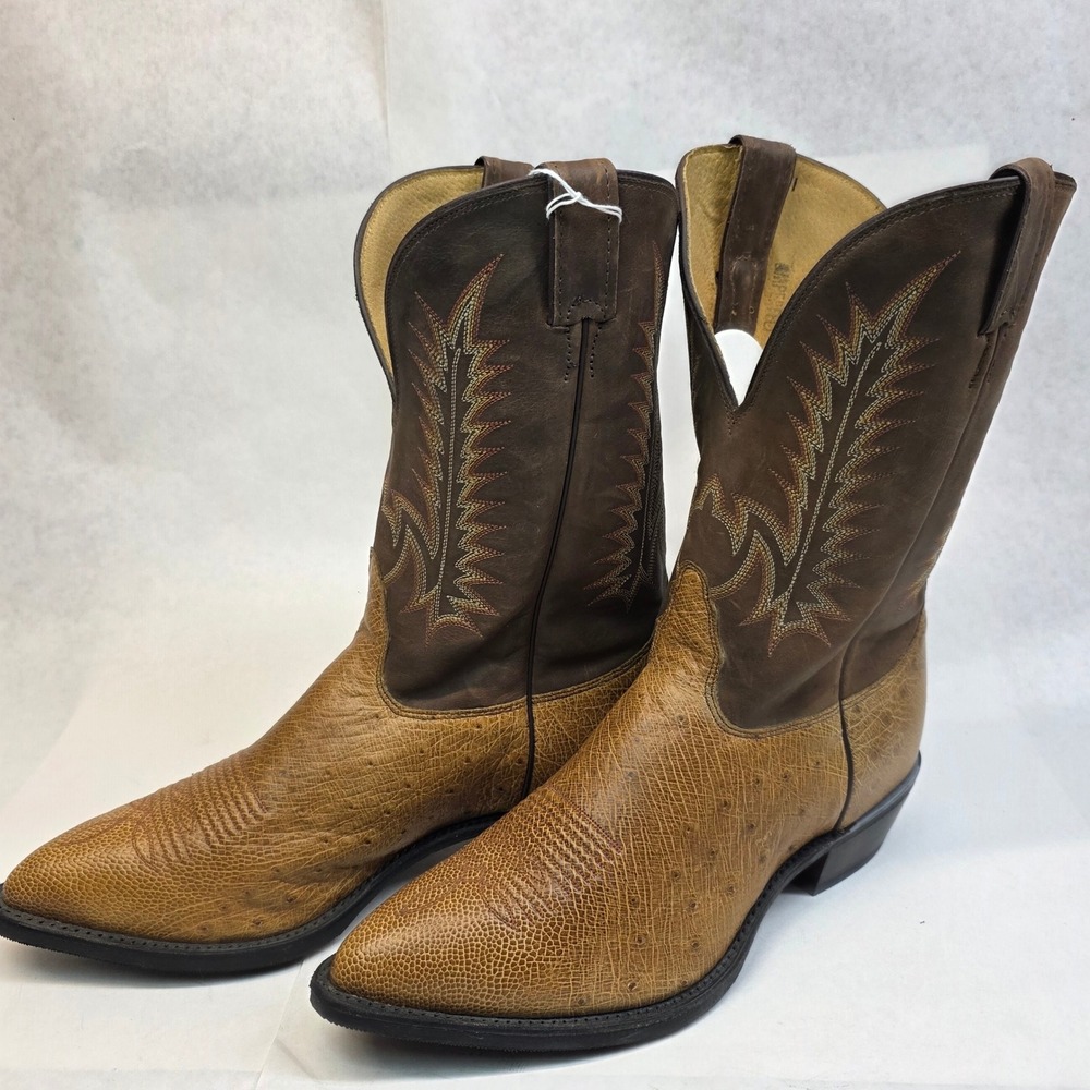 Nocona Western‎ Cowboy Boots Mens 11 EEE Brown Tan, Ostrich Exotic Leather